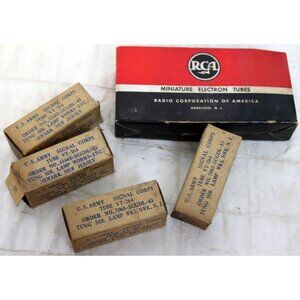 4 Vtg 1940s RCA Radiotron Ham Radio Tube USArmy VT-264 Tung SOL Lamp